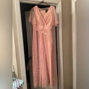 Adrianna Papell Blush Pink Sequined Evening Gown